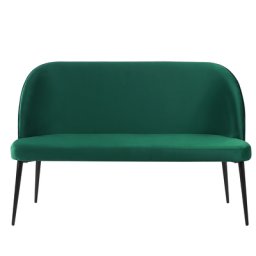 Sofa Grün Polsterbezug aus Samtstoff 2-Sitzer Küchensofa mit Metallgestell Schwarz Modern Wohnzimmer Salon Möbel Wohnecke Sitzecke Küche