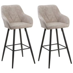 Trendy Barstuhl 2er Set Beige Stoff 104 cm Modern
