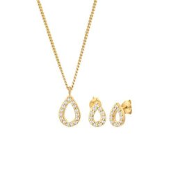 Elli Elli Schmuckset Tropfen Zirkonia Elegant 925 Silber Schmuck-Set Damen