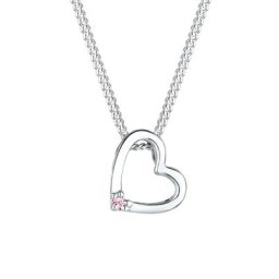Elli Elli Halskette Herz Rosa Kristall 925 Sterling Silber Ketten Damen