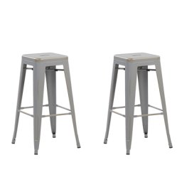 Barhocker 2er Set Silber und Gold Metall 76 cm Industrie Design Indoor Outdoor Garten Außenbereich Badezimmer Möbel