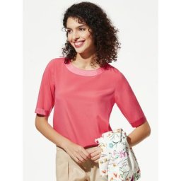 Walbusch Damen Seiden Shirtbluse Edel Basic einfarbig Koralle