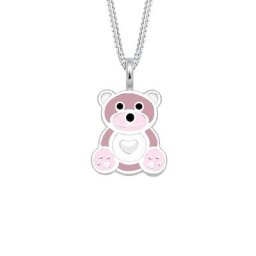 Elli Elli Halskette Kinder Teddybär Herz Emaille 925 Silber Ketten Damen