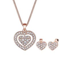 Elli Elli Schmuckset Herz Kristalle Pretty 925 Silber Schmuck-Set Damen