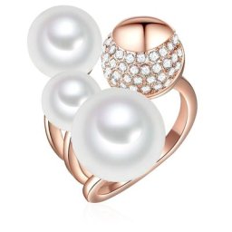 Lulu & Jane Perlen-Ring Messing Glas Muschelkernperle in Roségold Ringe Damen