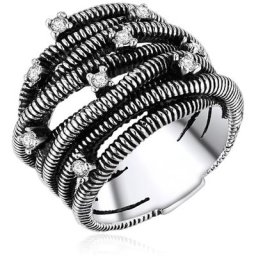 Lulu & Jane Ring Metall-Legierung Glas in Silber Ringe Damen