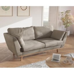 DELIFE 2-Sitzer Mena Mikrofaser Beige 180x90 cm, 2 Sitzer