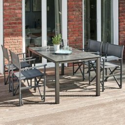 Gartenmöbel-Set Paulo mit 4 Klappsesseln und Dining-Tisch, 160x90 cm