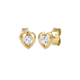 Elli PREMIUM Elli PREMIUM Ohrringe Ohrstecker Herz Heart Topas Edelstein 585 Gelbgold Damen
