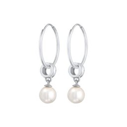 Nenalina Nenalina Ohrringe Creolen Rund Synthetische Perle Klassik 925 Silber Damen