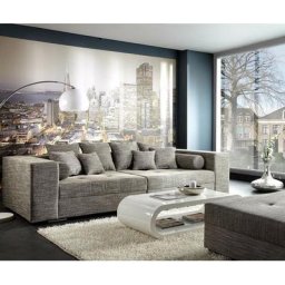 DELIFE Bigsofa Marlen 300x140 cm Hellgrau Couch, Big Sofas