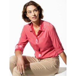 Walbusch Damen Hemd Seidenbluse Edel Basic einfarbig Koralle