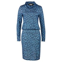 Avena Damen Winterkleid Schalkragen Blau