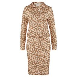 Avena Damen Winterkleid Schalkragen Beige