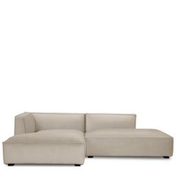 Ecksofa AUSTER - Ecksofa links, Samt in Lafayette Taupe & schwarzes Holz, B260
