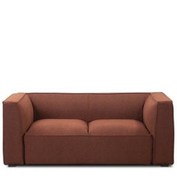 2-Sitzer-Sofa AUSTER - 2-Sitzer Sofa, Bouclé Stoff in Rostrot & schwarzes Holz, B180