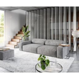 DELIFE Big-Sofa Sirpio XL 270x130 cm Mikrofaser Taupe mit Hocker, Big Sofas