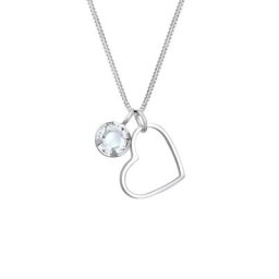 Elli Elli Halskette Herz Liebe Cut Out Kristalle 925 Silber Ketten Damen