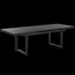 Gartentisch Schwarz Aluminium 180 / 240 x 90 cm für 8 Personen Latten-Tischplatte Rechteckig Outdoor Terrasse Balkon Möbel Garten Ausstattung