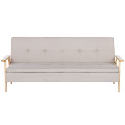 Sofa Beige Polsterbezug 3-Sitzer Schlaffunktion Skandinavisch Wohnzimmer