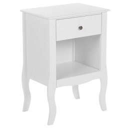 Nachttisch Weiß MDF-Platte 48 x 34 x 70 cm Skandinavisch Modern Klassisch 1 Schublade 1 Fach Schlafzimmer