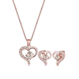 Elli Elli Schmuckset Herz Kristalle Edel 925 Silber Schmuck-Set Damen