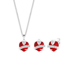 Elli Elli Schmuckset Herz Glamourös Kristalle 925 Silber Schmuck-Set Damen