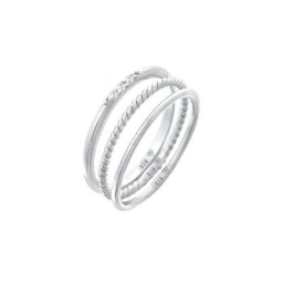 Elli Elli Ring Stapelringe Zirkonia Kordel Basic 3er Set 925 Silber Ringe Damen