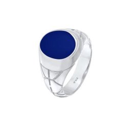 KUZZOI KUZZOI Ring Basic Herren Siegelring Oval Emaille 925er Silber Ringe