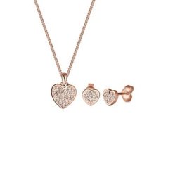 Elli Elli Schmuckset Herz Kristalle 925 Silber Amour Schmuck-Set Damen