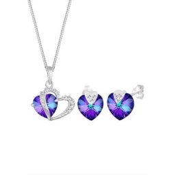 Elli Elli Schmuckset Herz Kristalle 925 Silber Schmuck-Set Damen