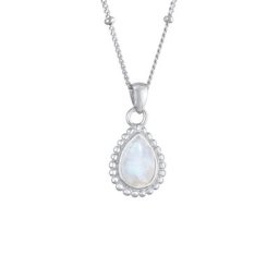 Elli Elli Halskette Mondstein Tropfen Kugelkette 925 Silber Ketten Damen