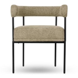 Stuhl ARCADE - Polsterstuhl, Tweed in Taupe & schwarzes Metall
