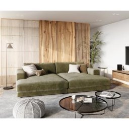 DELIFE Big-Sofa Cubico 290x170 cm Samt Olive, Big Sofas