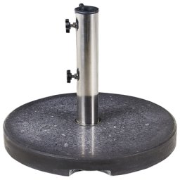 Sonnenschirmständer Schwarz Granit ⌀ 45 cm Rund mit Edelstahlrohr Modern Garten Terrasse Balkon Outdoor Außenbereich Ausstattung Zubehör
