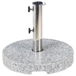 Sonnenschirmständer Grau Granit ⌀ 45 cm Rund mit Edelstahlrohr Modern Garten Terrasse Balkon Outdoor Außenbereich Ausstattung Zubehör