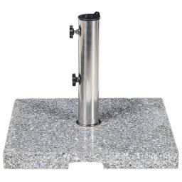 Sonnenschirmständer Grau Granit 45 x 45 cm Quadratisch mit Edelstahlrohr Modern Garten Terrasse Balkon Outdoor Außenbereich Ausstattung Zubehör