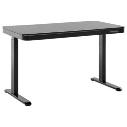Schreibtisch Schwarz Faserplatte 120 x 60 cm Verstellbar mit USB-Port Metallgestell Rechteckig Industriell Modern Büro Jugendzimmer Wohnzimmer