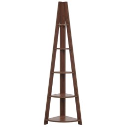 Leiterregal Dunkler Holzfarbton MDF Platte 166 x 51 x 36 cm Modern Hochfunktionell Viel Stauraum Pflegeleicht Wohnzimmer