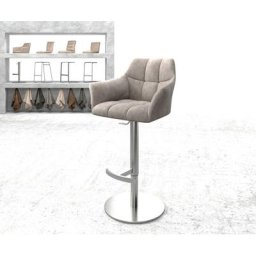 DELIFE Barstuhl Yulo-Flex Vintage Taupe Drehfuß höhenverstellbar Edelstahl, Barstühle