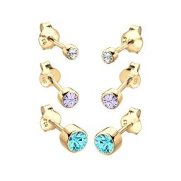 Elli Elli Ohrringe 3er Set Basic Kristalle 925 Silber Damen