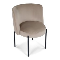 Polsterstuhl RAY - Polsterstuhl, Samt in Taupe & schwarzes Metall