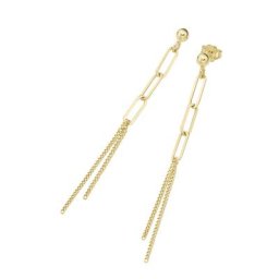 Smart Jewel Ohrstecker mit Behang, ovale Glieder und Panzerkette, Silber 925 Ohrringe Gold Damen
