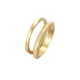 Elli PREMIUM Elli PREMIUM Ring Bandring Basic Gedreht Struktur 2er Set 925 Silber Ringe Damen
