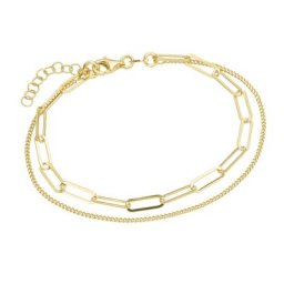 Smart Jewel Armband 2-reihig, 1x ovale Glieder, 1 x Panzerkette, Silber 925 Armbänder & Armreife Gold Damen