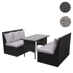 Poly-Rattan Garnitur HWC-G16, Garten-/Lounge-Set Sitzgruppe, Gastronomie 2x2er Sofa Tisch ~ Variantenangebot