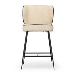 Barhocker WAYNE - Barhocker, Vanilla Cream & schwarzes Metall, H65