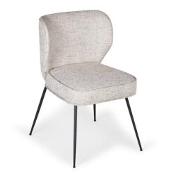 Stuhl WAYNE - Polsterstuhl, Tweed in Beige & schwarzes Metall