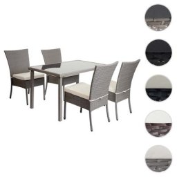 Poly-Rattan Garnitur HWC-G19, Sitzgruppe Balkon-/Lounge-Set, 4xStuhl+Tisch, 120x75cm ~ Variantenangebot