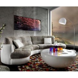 DELIFE Sofa Napoli 300x95cm Weiss Hellgrau mit Kissen, Wohnlandschaften